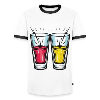 Tequila Glass Cheers Party - T-shirt contrasté Homme - blanc/noir - Devant - AI Model Female 172 light (172cm) & AI Model Male 178 dark (178cm)