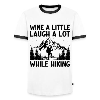 Randonnée Randonnée en plein air Alpinisme Trekking Natur - T-shirt contrasté Homme - blanc/noir - Devant - AI Model Female 172 light (172cm) & AI Model Male 178 dark (178cm)