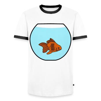 Goldfish Gold Fish Goldfishes Fishbowl - Men's Ringer Shirt - white/black - Front - AI Model Female 172 light (172cm) & AI Model Male 178 dark (178cm)