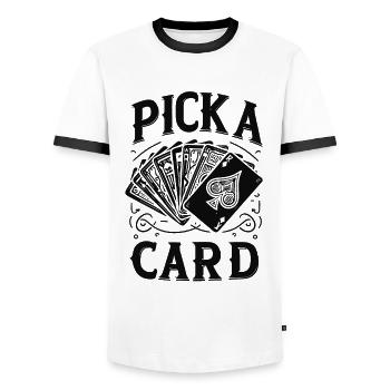 Choisissez une carte - cadeau magique pour les magiciens - T-shirt contrasté Homme - blanc/noir - Devant - AI Model Female 172 light (172cm) & AI Model Male 178 dark (178cm)