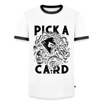 Choisissez une carte - cadeau magique pour les magiciens - T-shirt contrasté Homme - blanc/noir - Devant - AI Model Female 172 light (172cm) & AI Model Male 178 dark (178cm)