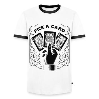 Choisissez une carte - cadeau magique pour les magiciens - T-shirt contrasté Homme - blanc/noir - Devant - AI Model Female 172 light (172cm) & AI Model Male 178 dark (178cm)