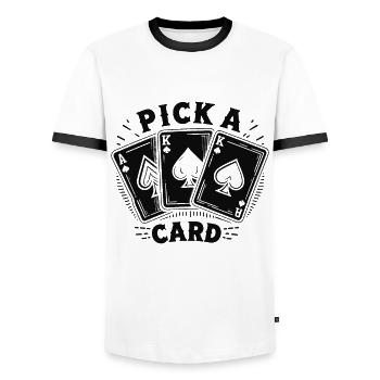 Choisissez une carte - cadeau magique pour les magiciens - T-shirt contrasté Homme - blanc/noir - Devant - AI Model Female 172 light (172cm) & AI Model Male 178 dark (178cm)