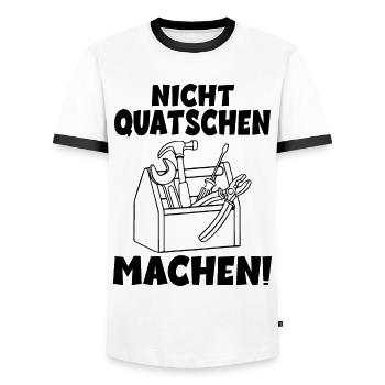 Nicht quatschen Machen Handwerker - Männer Kontrast-T-Shirt - Weiß/Schwarz - Vorne - AI Model Female 172 light (172cm) & AI Model Male 178 dark (178cm)