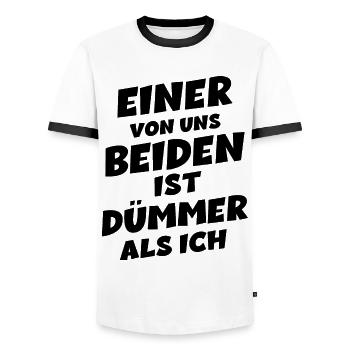 Einer von uns beiden ist dümmer als ich - Männer Kontrast-T-Shirt - Weiß/Schwarz - Vorne - AI Model Female 172 light (172cm) & AI Model Male 178 dark (178cm)
