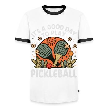 It's A Good Day To Play Pickleball - Männer Kontrast-T-Shirt - Weiß/Schwarz - Vorne - AI Model Female 172 light (172cm) & AI Model Male 178 dark (178cm)