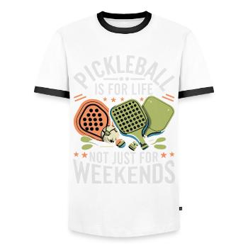 Pickleball Is For Life Not Just For Weekends. - Männer Kontrast-T-Shirt - Weiß/Schwarz - Vorne - AI Model Female 172 light (172cm) & AI Model Male 178 dark (178cm)