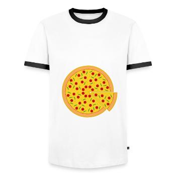 Pizza Pizzaria Pizzas - Men's Ringer Shirt - white/black - Front - AI Model Female 172 light (172cm) & AI Model Male 178 dark (178cm)