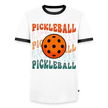 Pickleball Pickleball Pickleball - T-shirt contrasté Homme - blanc/noir - Devant - AI Model Female 172 light (172cm) & AI Model Male 178 dark (178cm)