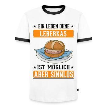 Ein Leben ohne Leberkas ist möglich Aber sinnlos - Männer Kontrast-T-Shirt - Weiß/Schwarz - Vorne - AI Model Female 172 light (172cm) & AI Model Male 178 dark (178cm)