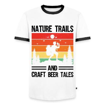 Wandern Wanderer Natur Trekking Outdoor Bergsteigerin - Männer Kontrast-T-Shirt - Weiß/Schwarz - Vorne - AI Model Female 172 light (172cm) & AI Model Male 178 dark (178cm)