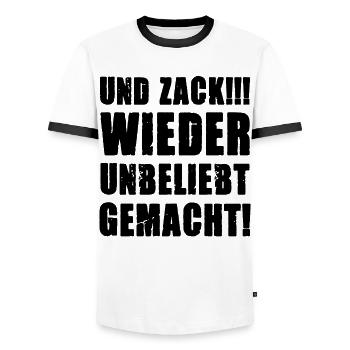 Und Zack wieder unbeliebt gemacht lustiger Spruch - Männer Kontrast-T-Shirt - Weiß/Schwarz - Vorne - AI Model Female 172 light (172cm) & AI Model Male 178 dark (178cm)