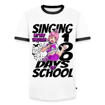 100th Day of School Healthy Costume 100 School Days - Men's Ringer Shirt - white/black - Front - AI Model Female 172 light (172cm) & AI Model Male 178 dark (178cm)