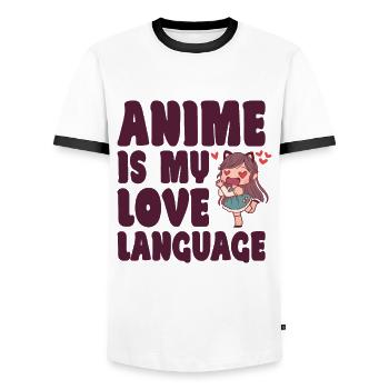 Cute Japanese Manga Women Girls Gift Otaku Kawaii - Männer Kontrast-T-Shirt - Weiß/Schwarz - Vorne - AI Model Female 172 light (172cm) & AI Model Male 178 dark (178cm)
