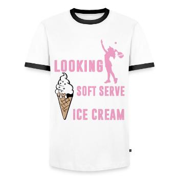 Vous cherchez un service doux ? Allez chercher de la crème glacée ! - T-shirt contrasté Homme - blanc/noir - Devant - AI Model Female 172 light (172cm) & AI Model Male 178 dark (178cm)