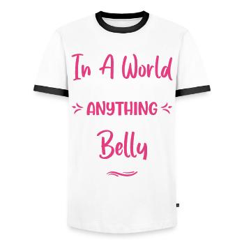 Funny Belly Dancer, Swing Dancer Hip Belly Dance - Männer Kontrast-T-Shirt - Weiß/Schwarz - Vorne - AI Model Female 172 light (172cm) & AI Model Male 178 dark (178cm)
