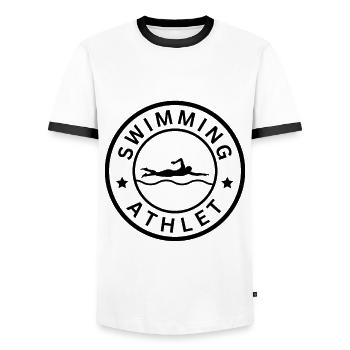 Nageurs Natation Natation Sports Idée - T-shirt contrasté Homme - blanc/noir - Devant - AI Model Female 172 light (172cm) & AI Model Male 178 dark (178cm)