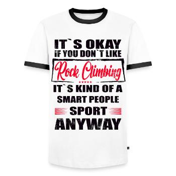 It's Okay If You Don't Like Rock Climbing - Men's Ringer Shirt - white/black - Front - AI Model Female 172 light (172cm) & AI Model Male 178 dark (178cm)
