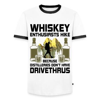 Hiking Nature Mountaineering Trekking Outdoor Hike - Men's Ringer Shirt - white/black - Front - AI Model Female 172 light (172cm) & AI Model Male 178 dark (178cm)