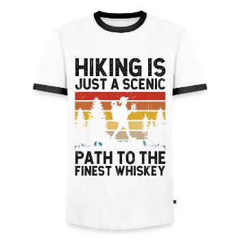 Randonnée Nature Alpinisme Trekking Randonnée en plein air - T-shirt contrasté Homme - blanc/noir - Devant - AI Model Female 172 light (172cm) & AI Model Male 178 dark (178cm)