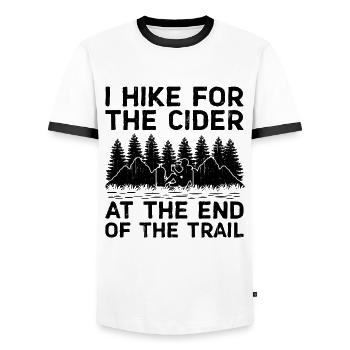 iking Outdoor Nature Hiker Trekking Mountaineering - Men's Ringer Shirt - white/black - Front - AI Model Female 172 light (172cm) & AI Model Male 178 dark (178cm)