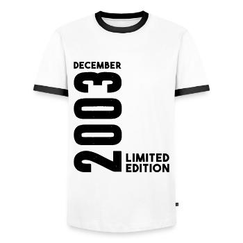 Anniversaire homme femme I Décembre 2003 - T-shirt contrasté Homme - blanc/noir - Devant - AI Model Female 172 light (172cm) & AI Model Male 178 dark (178cm)