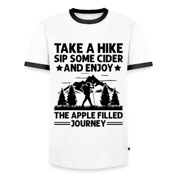 iking Outdoor Nature Hiker Trekking Mountaineering - Men's Ringer Shirt - white/black - Front - AI Model Female 172 light (172cm) & AI Model Male 178 dark (178cm)