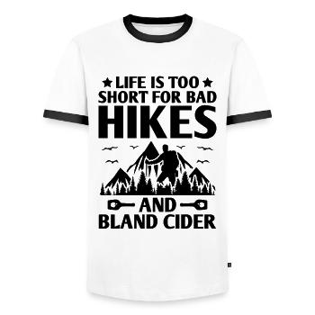 iking Outdoor Nature Hiker Trekking Mountaineering - Men's Ringer Shirt - white/black - Front - AI Model Female 172 light (172cm) & AI Model Male 178 dark (178cm)