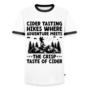 iking Outdoor Nature Hiker Trekking Mountaineering - Men's Ringer Shirt - white/black - Front - AI Model Female 172 light (172cm) & AI Model Male 178 dark (178cm)
