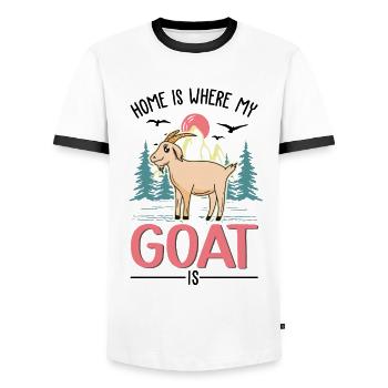 La maison est l’endroit où ma chèvre est éleveuse de chèvres - T-shirt contrasté Homme - blanc/noir - Devant - AI Model Female 172 light (172cm) & AI Model Male 178 dark (178cm)