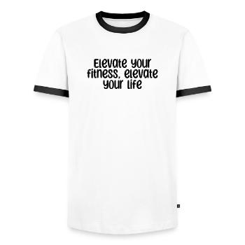 Fitness - Elevate your fitness, elevate your life - Männer Kontrast-T-Shirt - Weiß/Schwarz - Vorne - AI Model Female 172 light (172cm) & AI Model Male 178 dark (178cm)