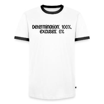 Condition physique - Détermination : 100 %, excuses : 0 % - T-shirt contrasté Homme - blanc/noir - Devant - AI Model Female 172 light (172cm) & AI Model Male 178 dark (178cm)