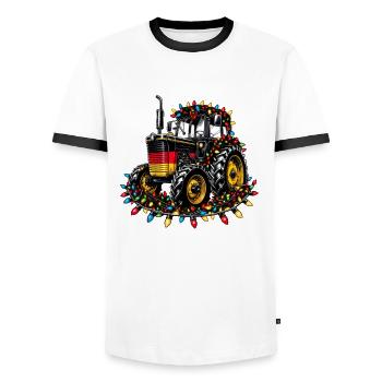 Deutscher Traktor Mit Lichterketten Fürs Dorfleben - Männer Kontrast-T-Shirt - Weiß/Schwarz - Vorne - AI Model Female 172 light (172cm) & AI Model Male 178 dark (178cm)