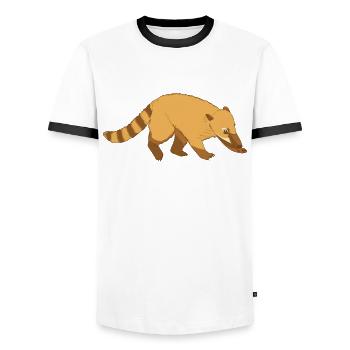 Nasenbär Coati - Men's Ringer Shirt - white/black - Front - AI Model Female 172 light (172cm) & AI Model Male 178 dark (178cm)