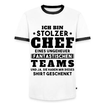 Ich bin Stolzer Chef Geschenkidee - Männer Kontrast-T-Shirt - Weiß/Schwarz - Vorne - AI Model Female 172 light (172cm) & AI Model Male 178 dark (178cm)