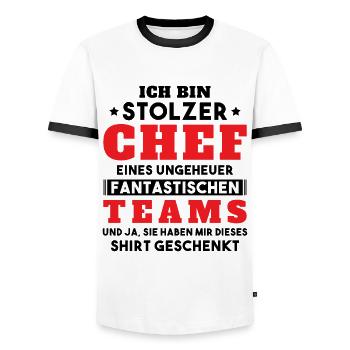 Ich bin Stolzer Chef Geschenkidee - Männer Kontrast-T-Shirt - Weiß/Schwarz - Vorne - AI Model Female 172 light (172cm) & AI Model Male 178 dark (178cm)