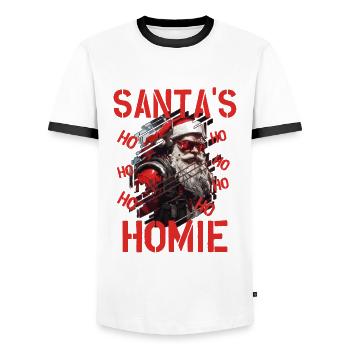 Santa Witzige Weihnachten Outfit Weihnachtsbaum - Männer Kontrast-T-Shirt - Weiß/Schwarz - Vorne - AI Model Female 172 light (172cm) & AI Model Male 178 dark (178cm)