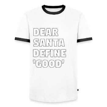 Santa Witzige Weihnachten Outfit Weihnachtsbaum - Männer Kontrast-T-Shirt - Weiß/Schwarz - Vorne - AI Model Female 172 light (172cm) & AI Model Male 178 dark (178cm)