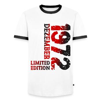 1972 Dezember Limited Edition 51. Geburtstag Deko - Männer Kontrast-T-Shirt - Weiß/Schwarz - Vorne - AI Model Female 172 light (172cm) & AI Model Male 178 dark (178cm)