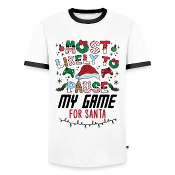 Noël Gamer Gaming Mettez mon jeu en pause pour le Père Noël - T-shirt contrasté Homme - blanc/noir - Devant - AI Model Female 172 light (172cm) & AI Model Male 178 dark (178cm)