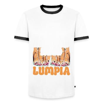 Low Battery need Lumpia - Männer Kontrast-T-Shirt - Weiß/Schwarz - Vorne - AI Model Female 172 light (172cm) & AI Model Male 178 dark (178cm)