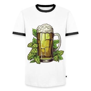 Verre à bière Houblon Bière - T-shirt contrasté Homme - blanc/noir - Devant - AI Model Female 172 light (172cm) & AI Model Male 178 dark (178cm)