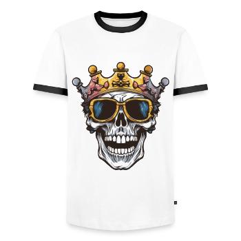 King Skull Party Crown - Men's Ringer Shirt - white/black - Front - AI Model Female 172 light (172cm) & AI Model Male 178 dark (178cm)
