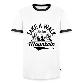 Take a Walk to Mountains Outdoor Traveling Hiking - Men's Ringer Shirt - white/black - Front - AI Model Female 172 light (172cm) & AI Model Male 178 dark (178cm)