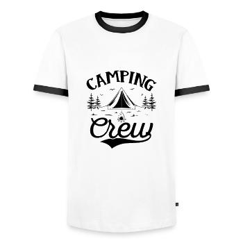 Camping Crew - Outdoor Traveling Hiking Nature - Männer Kontrast-T-Shirt - Weiß/Schwarz - Vorne - AI Model Female 172 light (172cm) & AI Model Male 178 dark (178cm)