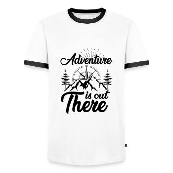 Aventurez-vous là-bas - Voyage en plein air Randonnée - T-shirt contrasté Homme - blanc/noir - Devant - AI Model Female 172 light (172cm) & AI Model Male 178 dark (178cm)