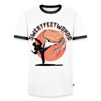 Sweatfeetwondo - Männer Kontrast-T-Shirt - Weiß/Schwarz - Vorne - AI Model Female 172 light (172cm) & AI Model Male 178 dark (178cm)