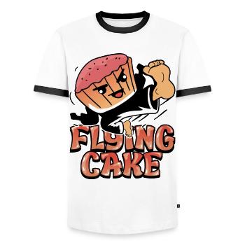 Fliegender Kuchen - Männer Kontrast-T-Shirt - Weiß/Schwarz - Vorne - AI Model Female 172 light (172cm) & AI Model Male 178 dark (178cm)