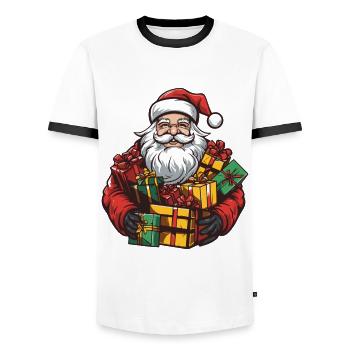 Santa Claus Christmas - Men's Ringer Shirt - white/black - Front - AI Model Female 172 light (172cm) & AI Model Male 178 dark (178cm)