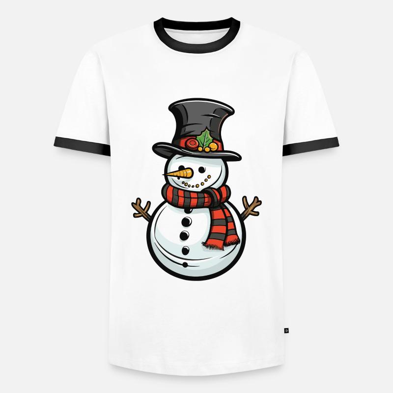 Schneemann Winter Comic - Männer Kontrast-T-Shirt - Weiß/Schwarz